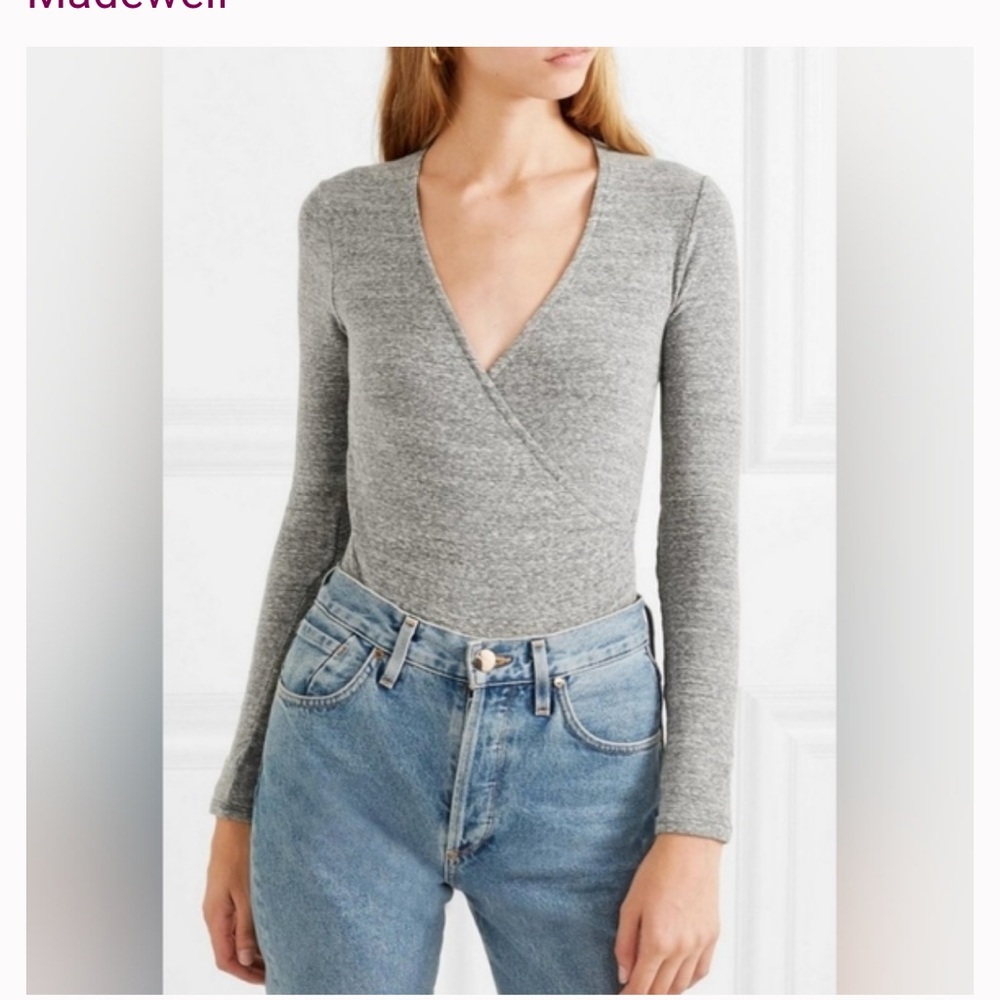 Madewell Women's Heather Gray V-Neck Bodysuit